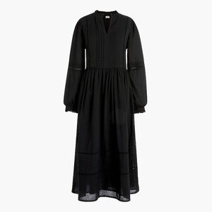 J. Crew Factory Pinktuck Midi Dress in Clipdot, 100% cotton, Black, XXS Petite